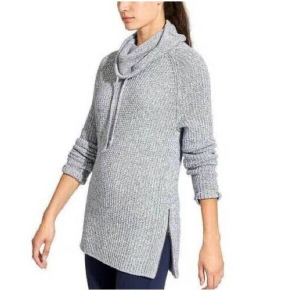 Athleta Borealis Cowl Neck Sweater Gray Long Sleeve Knit Wool  Boucle Size Small - Picture 5 of 12